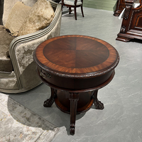 Table basse ovale MEDICI de style américain, bord ondulé antique, peinte à la main, table d'appoint noire, meuble décoratif en bois massif pour salon