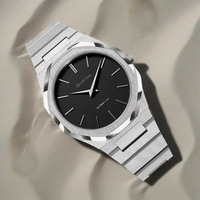 Reloj de cuarzo para hombre con esfera árabe roja ultrafina de acero inoxidable 316 resistente al agua 5ATM de movimiento Miyota de alta calidad