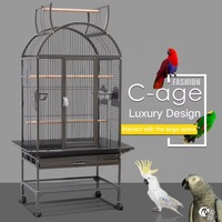 Vente en gros de petite volière moderne en fer massif thermolaqué, respirante, pour oiseaux de compagnie, perroquets, avec toit, cage de reproduction intérieure/extérieure