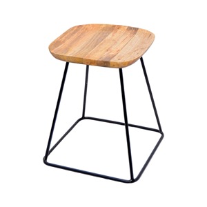 Top Natural Wood with Metal Black Frame Nordic Style Kitchen Modern Wooden Texture Counter Bar <b>Stool</b> High Chair With Metal Legs - Product Image 2