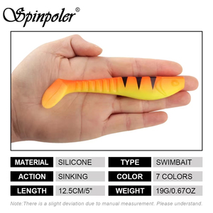 Esca da <span class=keywords><strong>Pesca</strong></span> Spinpoler 5 Pollici, Esca Artificiale in PVC Morbido Bicolore con Coda a Paletta, Wobbler per Acqua Salata e Dolce - Product Image 2