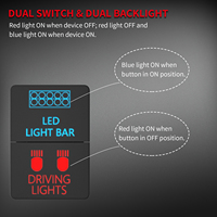Interrupteur à bouton poussoir de voiture Toyota 12V, double LED ON OFF, barre lumineuse et feux de conduite, symbole interrupteur marin pour voitures Toyota