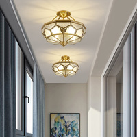 Lustre LED en forme d'étoile en cuivre pour entrée, hall de villa, couloir, balcon, éclairage de plafond - IP65, éclairage extérieur encastré