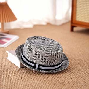 Chapeau de gentleman jazz pour homme, nouveau style, chapeau melon à carreaux, chapeau porkpie britannique tendance - Product Image 2
