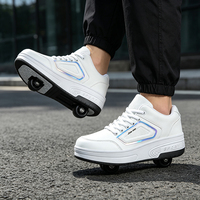 Chaussures à roulettes pour enfants et adultes, roues doubles amovibles en PU, chaussures de patinage unisexes pour garçons et filles, baskets d'extérieur Ruidongle