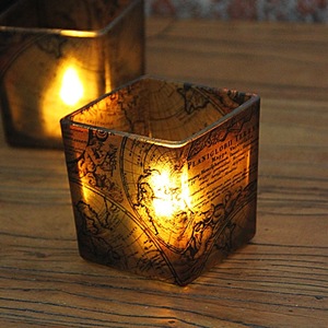 Nouveauté : Porte-bougie carré en verre de 8 cm, carte du <span class=keywords><strong>monde</strong></span> colorée, dîners aux chandelles, bougies parfumées DIY, pots à bougies - Product Image 3