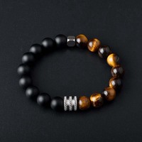 Bracelet tendance en acier inoxydable pour hommes, perles de bijoux en pierres précieuses personnalisées, accessoire classique en forme de boule, nouveau style de mode