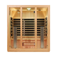 Sauna infrarouge lointain intérieur sec de luxe en bois massif contrôlé par wifi pour 4 personnes
