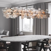 Lampe en fer et cristal rectangulaire sur mesure haut de gamme, design artistique, éclairage design pour restaurant et espace de restauration