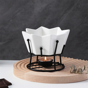 Venta al por mayor restaurante Hotel usado porcelana Chocolate queso <span class=keywords><strong>Fondue</strong></span> Set Mini cerámica <span class=keywords><strong>Fondue</strong></span> ollas con soporte de <span class=keywords><strong>hierro</strong></span> - Product Image 2