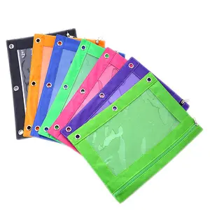 Paul Cezanne Venda Quente Bolsa De Lápis Para 3 Anéis Binder Atacado Pencil Zipper Pouch com Janela De Malha para Estudantes