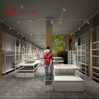 Meubles de boutique en vente chaude, magasin de vente au détail, rayonnage pour vêtements, magasin de vêtements, présentoirs pour t-shirts, design