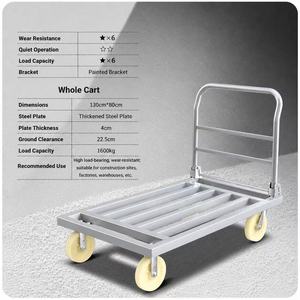 Carretilla de mano <span class=keywords><strong>plegable</strong></span> de acero de alta resistencia con plataforma plana y <span class=keywords><strong>ruedas</strong></span> de 8 pulgadas resistentes al desgaste, capacidad de 1700 kg - Product Image 5