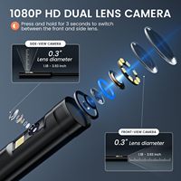 Endoscopio Industrial de Doble Lente de 5.5mm IP67 1080P, Cámara Boroscópica Impermeable para Inspección de Tuberías de Alcantarillado, con Sensor CMOS y Tarjeta Micro SD