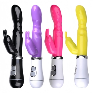 Casemee Dual-Motor Vibrator kelinci 10 kecepatan, bertenaga USB bertekstur poros g-spot + Stimulator klitoris kelinci tahan air - Product Image 1