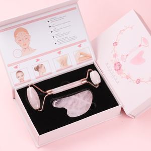 بكرة من اليشم كوارتز وردي طقم من حجر الجمشت الأخضر والوردي والأبيض على شكل قلب من اليشم Gua Sha وgua Guasha Kit - Product Image 2