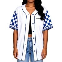 Chemise à manches courtes pour femme, col en V, à carreaux, style baseball, boutonnée, avec logo personnalisé, streetwear