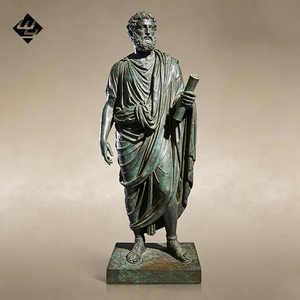 Estatua de Filósofo Romano de Bronce Fundido de Alta Calidad, Escultura Humana Clásica Europea Vintage para Estudio o Hogar de Lujo - Product Image 1