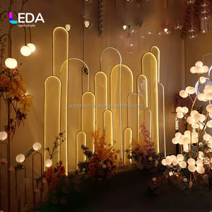 LEDA Arche de lumière de mariage en métal personnalisée, support de fleurs de scène avec fils de route pour les décorations de fête - Product Image 1