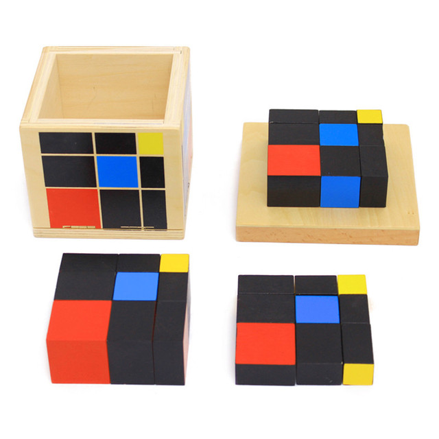 Educational Kids Montessori Early Learning Algebra Mathematics Wooden Binomial Cube Set Wooden Toy