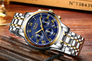 Nouveau LIGE LG9849 montres pour hommes marque de luxe chronographe montres Sport étanche plein acier montre à Quartz hommes - Product Image 4
