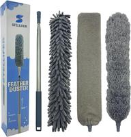4 pièces poteau en acier inoxydable allongé poignée domestique détachable pour nettoyer les ventilateurs de plafond plumeau avec poteau d'extension
