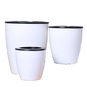 manufacturer wholesale cheap garden round shape small white the lazy Self watering plastic flower pots for plants