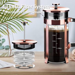 Cafetera Francesa de Vidrio Resistente al Calor, Color Oro Rosa - Product Image 5