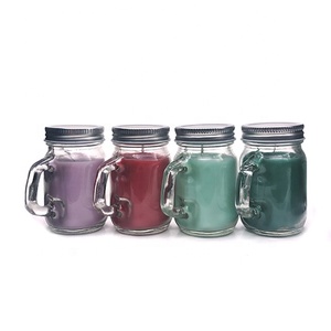 Di piccola dimensione di vetro trasparente profumato profumato candela in vaso di vetro con manici e coperchio in metallo - Product Image 6
