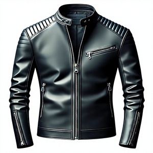 Veste de moto en cuir PU coupe slim coupe coréenne pour homme SASPORTS LEAGUE, coupe-vent, décontractée, avec logo frontal, fermeture éclair, printemps, automne, hiver - Product Image 2