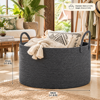 Grand panier de rangement en corde de coton avec poignées, panier à linge tissé à la main pour couvertures, jouets, vêtements, organisateur de rangement, décoration intérieure