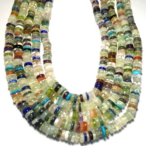 Mix pierre bouton forme plaine pierres précieuses en vrac perles polies fabrication de bijoux collier prix de gros par gramme - Product Image 2