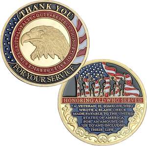 Monete Commemorative in metallo monete veterane incisioni a doppia faccia regalo di apprezzamento moneta per uomini donne veterani presenta - Product Image 1
