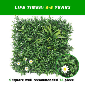 P170 Offre Spéciale résistant aux UV Faux feuille de bambou <span class=keywords><strong>synthétique</strong></span> et barrière de haie de fleurs blanches mur d'herbe verte artificielle - Product Image 3