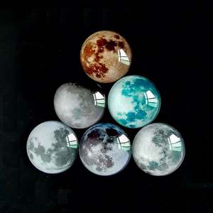 Magnetic Crystal Refrigerator Sticker Wholesale Planet Creative <b>Glass</b> Refrigerator Magnetic Sticker Round - Product Image 1