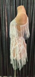 <span class=keywords><strong>Robe</strong></span> de soirée blanche à franges AD1573, <span class=keywords><strong>robe</strong></span> élégante pour femmes, col en V, sans manches, transparente, en maille à paillettes, tenue de soirée - Product Image 2