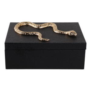 Scatola Decorativa in Ecopelle con Dettaglio Serpente, Contenitore Moderno per Gioielli e Oggetti Preziosi, per Arredamento Casa e Camera da Letto - Product Image 3