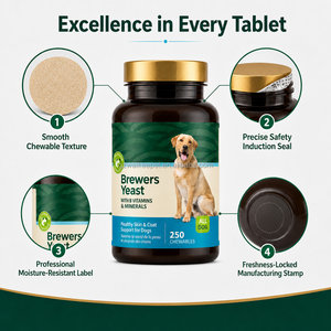 Levure de bière pour chiens avec vitamines B et minéraux, comprimés à mâcher, aide au bien-être de la peau et du pelage, maintien de la vitalité canine, 250 unités - Product Image 5