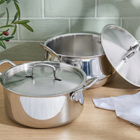 Casserole robuste en acier inoxydable avec couvercle et base à induction pour la préparation quotidienne des repas et les poêles à frire à domicile