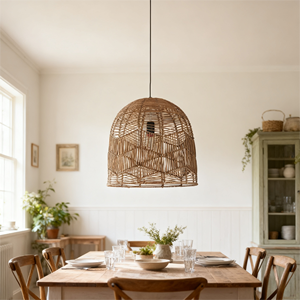 <span class=keywords><strong>Lampada</strong></span> <span class=keywords><strong>a</strong></span> <span class=keywords><strong>Sospensione</strong></span> Artigianale in Rattan, Lampadario per Illuminazione Cucina, Luci Sospese per Casa con <span class=keywords><strong>Paralume</strong></span> in Bambù Intrecciato - Product Image 4