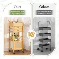Bambou 5 couches roulant vanité organisateur chariot stockage au sol pour soins de la peau maquillage vernis à ongles parfum cheveux outils salle de bain chambre
