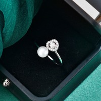 Bague de fiançailles réglable en moissanite de luxe en forme de cœur, 0,1 ct, couleur D, VVS, coupe 3EX, plaqué rhodium S925, certifiée GRA, romantique pour femme