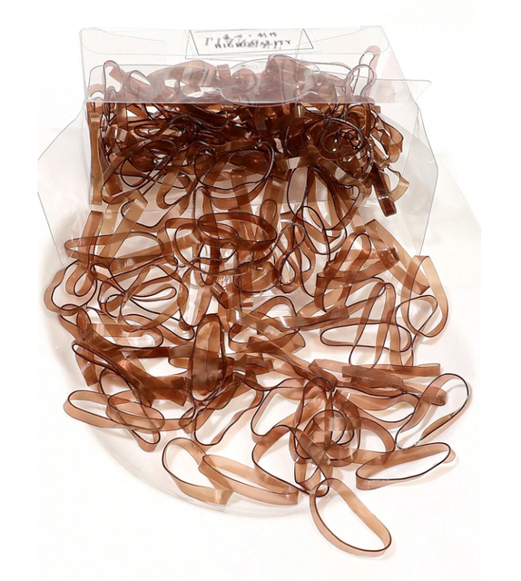 120pcs/Box Coffee Color High-Elasticity Wide Elastic Hair Ties for Braid, Ponytail,
