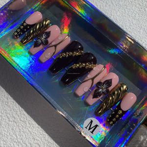 Oferta Especial: 10 Uñas Postizas Acrílicas Reutilizables con Diseño <span class=keywords><strong>de</strong></span> Pato, Hechas a Mano, <span class=keywords><strong>para</strong></span> Niños, Modelo Cuadrado con Patrón Artificial - Product Image 3