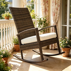 Chaise à bascule moderne en rotin PE, vente chaude d'usine, chaise <span class=keywords><strong>de</strong></span> loisirs d'extérieur résistante aux intempéries, idéale pour balcon et <span class=keywords><strong>jardin</strong></span>, vente en gros à prix abordable - Product Image 5