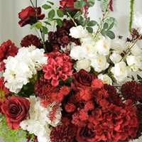 Fleurs d'allée de mariage, bouquet de demoiselle d'honneur, hydrangea artificiel bordeaux, blanc, vert, fleur de sol pour autel, pour événements et fêtes