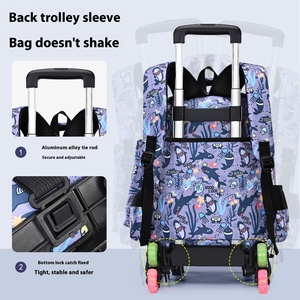 Large Capacity Trolley School Bag for Grade 3-6 Primary Boys Girls, Detachable Wheeled Backpack Support OEM ODM Custom Logo - Product Image 3