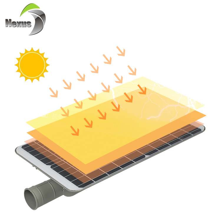 Travail de nuit imperméable contrôle automatique durable extérieur intégré 100w solaire a mené le réverbère