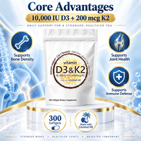 Gélules Molles de Vitamine D3+K2 à Marque Blanche OEM/ODM – Complexe qui Renforce l'Immunité – Suppléments Vitaminiques 10000 UI D3 + 200 µg K2 pour les Os et les Articulations