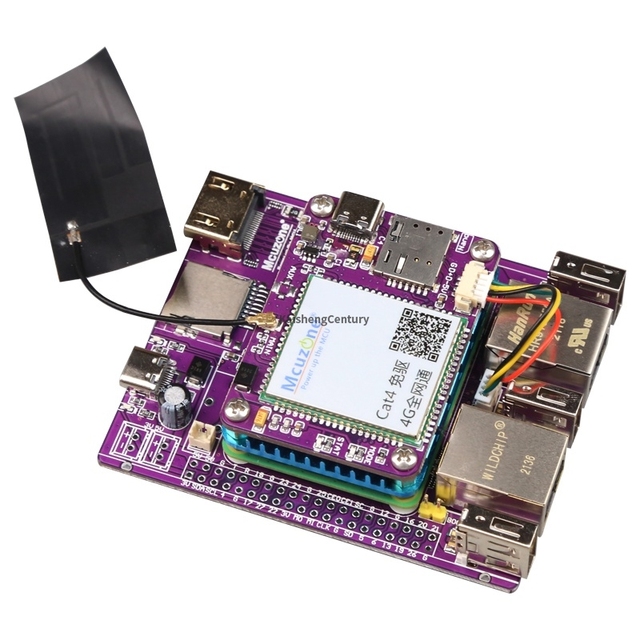 Raspberry Pi CM4 Dual-Port Development Board with 4G LTE Expansion PCIe Linux OS BGA Package for Edge Computing & 4K Players